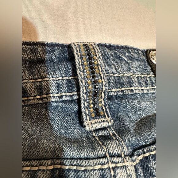Miss Me Bootcut Jeans Sequoia Rhinestone Stretch Fleur de Lis Size 27 - Picture 5 of 12
